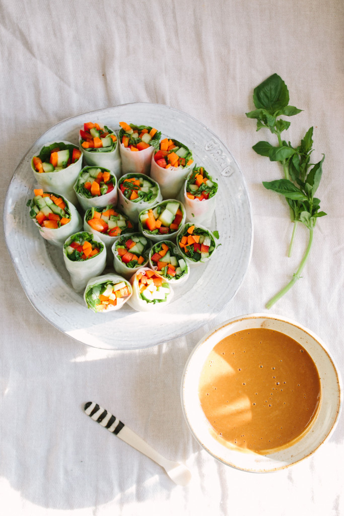 vegetable summer rolls with peanut dipping sauce