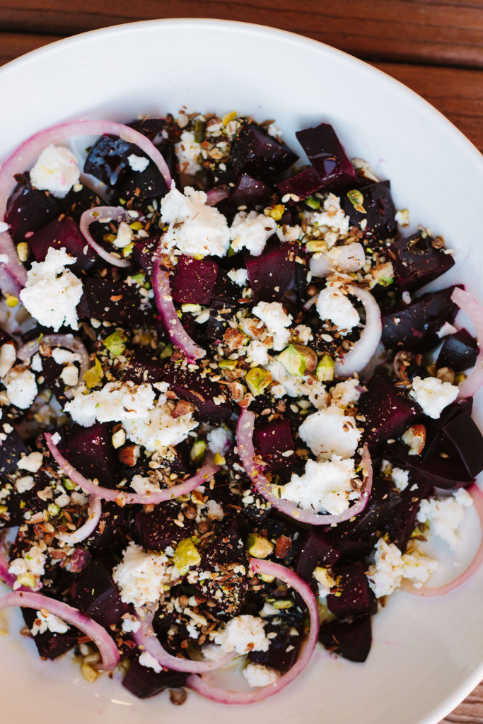 beet salad with goat cheese and dukkah