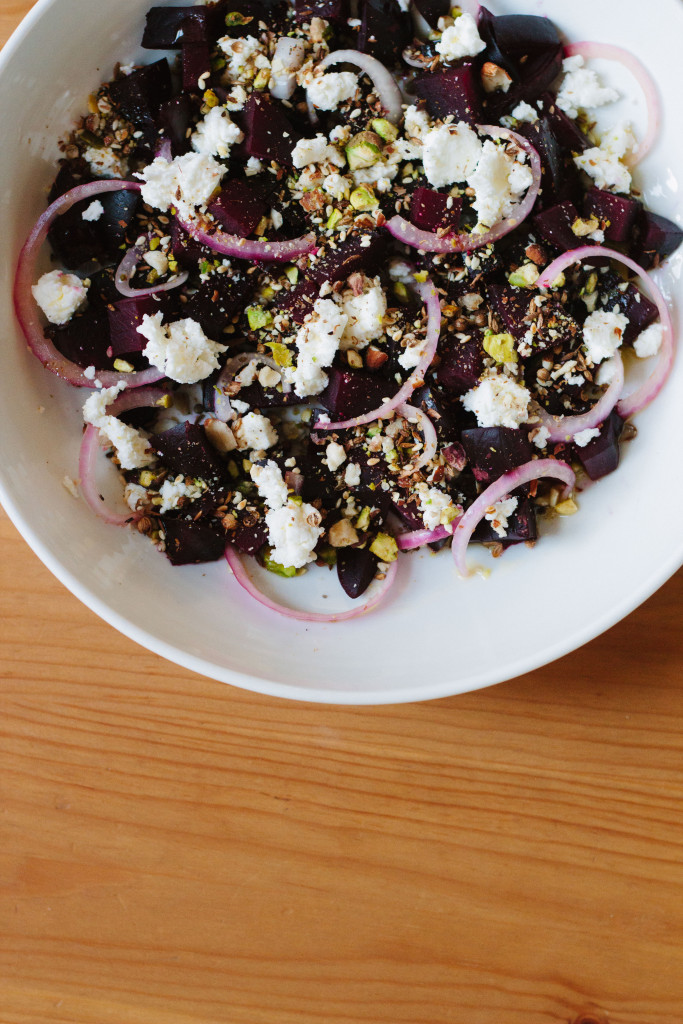 beet salad with goat cheese and dukkah