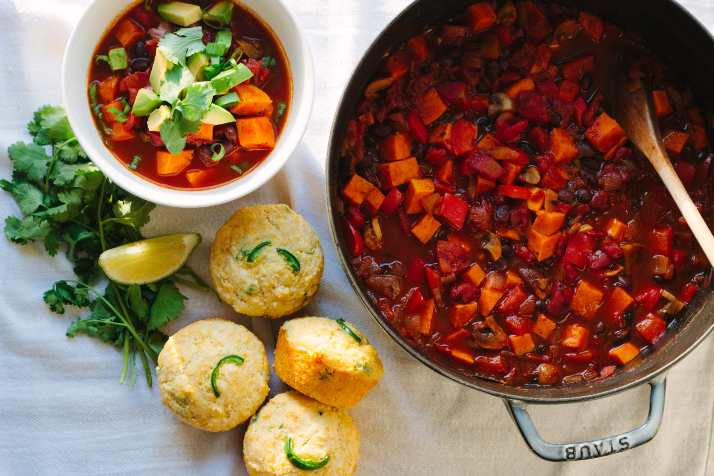Vegetarian chili with cornbread muffins + intentions Michelle Arbus